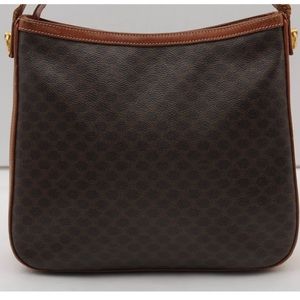 Authentic vintage Celine leather macadam canvas shoulder bag purse